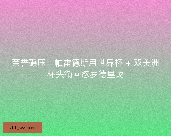 荣誉碾压！帕雷德斯用世界杯 + 双美洲杯头衔回怼罗德里戈